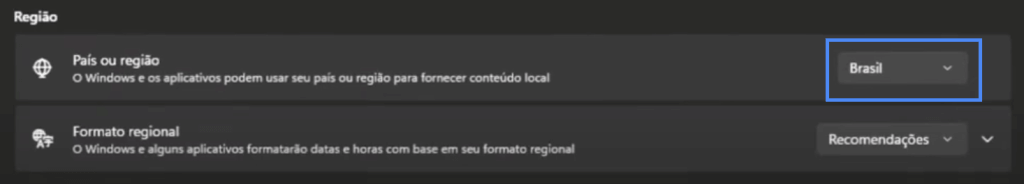 Alterar Região do Windows